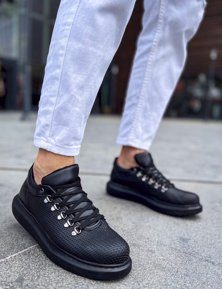 CHEKICH Ανδρικά μαύρα Sneakers δερματίνη ανάγλυφο σχέδιο CH021M